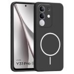 amazon basics Back Cover for Vivo Y31 Pro 5G | Ultra Slim Soft Rubberised Case | Magsafe Logo Printed (Not Magsafe Compatible) | Camera Protection - Black