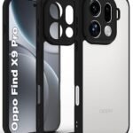 RIGGEAR Shockproof Sleek Hybrid Armor Back Cover Case for Oppo Find X9 Pro 5G (Clear PC + Black TPU Bumper)