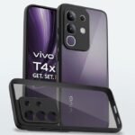 Amazon basics TPU+PC Back Cover for Vivo T4X 5G / Iqoo Z10X 5G | Shockproof Sleek Hybrid Armor Bumper Case (Black)