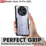 CEDO Redmi Note 14 Pro (5G) Back Case Cover | Camera Protection Shockproof Bumper-Edge | Acrylic Crystal Clear 360 Degree Protection TPU+PC | Transparent Eagle Back Case Cover (Black) - Image 2