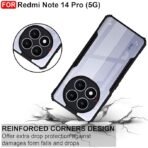 CEDO Redmi Note 14 Pro (5G) Back Case Cover | Camera Protection Shockproof Bumper-Edge | Acrylic Crystal Clear 360 Degree Protection TPU+PC | Transparent Eagle Back Case Cover (Black) - Image 3