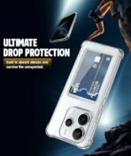 WOW IMAGINE Transparent Back Cover Case for Redmi Note 14 SE 5G | Redmi Note 14 5G Flexible Built-in Slim Card Pockets Wallet | 360° Camera Protection TPU | Soft Silicone Mobile Cover - Transparent - Image 2