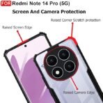 CEDO Redmi Note 14 Pro (5G) Back Case Cover | Camera Protection Shockproof Bumper-Edge | Acrylic Crystal Clear 360 Degree Protection TPU+PC | Transparent Eagle Back Case Cover (Black) - Image 4