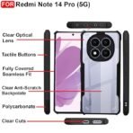 CEDO Redmi Note 14 Pro (5G) Back Case Cover | Camera Protection Shockproof Bumper-Edge | Acrylic Crystal Clear 360 Degree Protection TPU+PC | Transparent Eagle Back Case Cover (Black) - Image 5