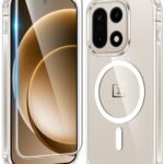 FNTCASE for Oneplus 15 Case Clear: One Plus 15 Case with Screen Protector Drop Proof Compatible with Magsafe Slim Anti Yellowing Rugged Shockproof Protective Transparent Cover (Clear Magnetic)