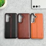 Samsung Galaxy S Series Middle Stitch PU Leather Side Chrome Case Cover