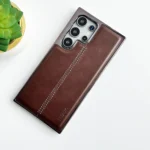 Samsung Galaxy S25 Ultra PU Leather Middle Stitch Side Chrome Case Cover