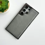 Samsung Galaxy S25 Ultra PU Leather Middle Stitch Side Chrome Case Cover - Image 5