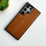 Samsung Galaxy S25 Ultra PU Leather Middle Stitch Side Chrome Case Cover - Image 6