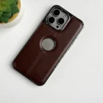 iPhone 16 series middle stitch PU Leather side chrome case cover - Image 4