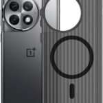 Click to see full view Kapa Matte Magnetic Wave Grip Back Cover for OnePlus 12 | [MagSafe Compatible] Wireless Charging, Slim, Metal Buttons Frosted Back Case (Grey)
