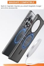 Click to see full view Kapa Matte Magnetic Wave Grip Back Cover for OnePlus 12 | [MagSafe Compatible] Wireless Charging, Slim, Metal Buttons Frosted Back Case (Grey) - Image 2