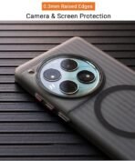 Click to see full view Kapa Matte Magnetic Wave Grip Back Cover for OnePlus 12 | [MagSafe Compatible] Wireless Charging, Slim, Metal Buttons Frosted Back Case (Grey) - Image 3