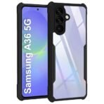 TheGiftKart Shockproof Crystal Clear Back Cover Case for Samsung Galaxy A36 5G | 360 Degree Protection | Protective Design | Transparent Back Cover Case for Samsung A36 5G (PC & TPU, Black Bumper)