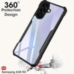 TheGiftKart Shockproof Crystal Clear Back Cover Case for Samsung Galaxy A36 5G | 360 Degree Protection | Protective Design | Transparent Back Cover Case for Samsung A36 5G (PC & TPU, Black Bumper) - Image 3