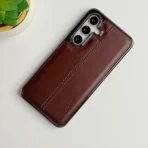 Samsung Galaxy S Series Middle Stitch PU Leather Side Chrome Case Cover - Image 3