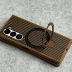 Samsung Galaxy Z Fold 7 Premium carbon Fiber Texture MagSafe Magnetic Stand Case Cover - Image 3