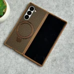 Samsung Galaxy Z Fold 7 Premium carbon Fiber Texture MagSafe Magnetic Stand Case Cover - Image 2