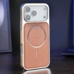 QHOHQ Premium Leather Back Cover for iPhone 17 Pro Max (6.9 Inch) | Luxury PU Leather Case with Metal Edge | Slim Fit, Shockproof, Mag-Safe | Anti-Scratch Back Case for iPhone 17 Pro Max (Ginger) - Image 3