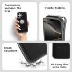 Leather Back Case - Compatible with iPhone 17 - Luxury Bumper Case - Flexible Vegan Leather - Electroplated Sides & Logocut - Full Camera Protetection & Raised Edges - (Black) - Image 5