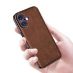 Tux Leather Back Cover for Apple iPhone 17 | Slim Shockproof Camera Protection Bumper Case (Brown)