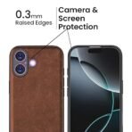 Tux Leather Back Cover for Apple iPhone 17 | Slim Shockproof Camera Protection Bumper Case (Brown) - Image 2