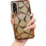 VONZEE Gradient Glitter Case for One Plus Nord 5, Luxury Electroplated 3D Cube, Diamond Bling Shiny Soft TPU Clear Shockproof Women Girls Protective Oneplus Nord 5 Phone Cover (Gold)