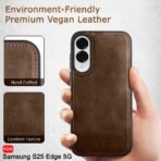 TheGiftKart Genuine Leather Finish Back Cover Case for Samsung Galaxy S25 Edge 5G | Shockproof Design | Camera & Screen Protection | Stunning Minimalist Design Back Cover Case (Brown) - Image 3
