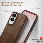 TheGiftKart Genuine Leather Finish Back Cover Case for Samsung Galaxy S25 Edge 5G | Shockproof Design | Camera & Screen Protection | Stunning Minimalist Design Back Cover Case (Brown) - Image 4