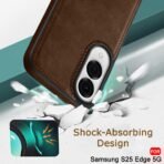 TheGiftKart Genuine Leather Finish Back Cover Case for Samsung Galaxy S25 Edge 5G | Shockproof Design | Camera & Screen Protection | Stunning Minimalist Design Back Cover Case (Brown) - Image 5