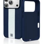 Leather Case for iPhone 17 Pro , Men Women Luxury Elegant Slim Business PU Cover Soft Non-Slip Grip Shockproof Anti-Scratch Protective Back Cover Blue White