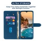 for Samsung A16 5G / Samsung F16 5G / Samsun M16 Luxury Handmade Leather Magnetic Flip Folio Case | Card Holder & Kickstand | Slim Protective Cover | Unisex - Blue - Image 4