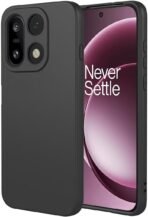 Oneplus 15 5G Back Cover with Upgraded Square Edges for Camera Protection Shockproof Flexible Matte Liquid Silicone Mobile Phone Case (Black)