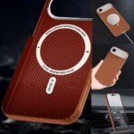 iPhone Air Case Compatible with MagSafe, Extra Slim Carbon Fiber Pattern Design Phone Cover,Minimalist Ultra-Thin Matte Anti-Scratch Shockproof Magnetic 17 Air Case,Orange - Image 3