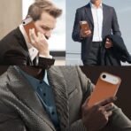 iPhone Air Case Compatible with MagSafe, Extra Slim Carbon Fiber Pattern Design Phone Cover,Minimalist Ultra-Thin Matte Anti-Scratch Shockproof Magnetic 17 Air Case,Orange - Image 6