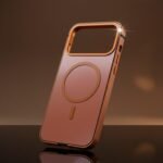 Case for iPhone 17 Pro/Pro Max, Chrome Steel Protective Cover with Wireless Charging Ring, Slim Design (Orange, iPhone 17 Pro Max)