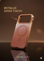 Case for iPhone 17 Pro/Pro Max, Chrome Steel Protective Cover with Wireless Charging Ring, Slim Design (Orange, iPhone 17 Pro Max) - Image 4