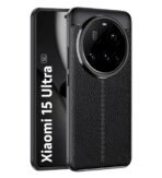 Golden Sand Leather Textured Back Cover Case Compatible with Xiaomi 15 Ultra (Shockproof TPU | Midnight Black)