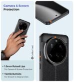 Golden Sand Leather Textured Back Cover Case Compatible with Xiaomi 15 Ultra (Shockproof TPU | Midnight Black) - Image 3