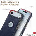 TheGiftKart Genuine Leather Finish Back Cover Case for iPhone 17 Air | Shockproof Design | Raised Edges for Camera & Screen Protection | Stunning Minimalist Design Back Cover Case (Blue, Chrome) - Image 5