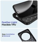 Golden Sand Leather Textured Back Cover Case Compatible with Xiaomi 15 Ultra (Shockproof TPU | Midnight Black) - Image 5