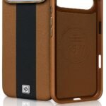Leather Case for iPhone 17 Air, Men Women Luxury Elegant Slim Business PU Cover Soft Non-Slip Grip Shockproof Anti-Scratch Protective Back Cover Brown Black