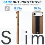 Leather Case for iPhone 17 Air, Men Women Luxury Elegant Slim Business PU Cover Soft Non-Slip Grip Shockproof Anti-Scratch Protective Back Cover Brown Black - Image 3