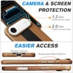 Leather Case for iPhone 17 Air, Men Women Luxury Elegant Slim Business PU Cover Soft Non-Slip Grip Shockproof Anti-Scratch Protective Back Cover Brown Black - Image 4