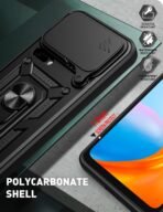 Rugged Armor Back Case Cover for Xiaomi 17 Pro Max 5G, Shockproof Xiaomi 17 Pro Max Back Cover, Ring Case with Kickstand and Camera Protection Shutter - Black