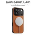 DailyObjects Leatherite Case for iPhone 17 Pro Compatible with MagSafe Wireless Charging | Tan-Grey Hybrid Magnetic Back Cover - Image 2