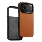 DailyObjects Leatherite Case for iPhone 17 Pro Compatible with MagSafe Wireless Charging | Tan-Grey Hybrid Magnetic Back Cover - Image 3