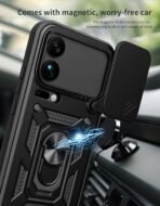 Rugged Armor Back Case Cover for Xiaomi 17 Pro Max 5G, Shockproof Xiaomi 17 Pro Max Back Cover, Ring Case with Kickstand and Camera Protection Shutter - Black - Image 2