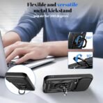 Rugged Armor Back Case Cover for Xiaomi 17 Pro Max 5G, Shockproof Xiaomi 17 Pro Max Back Cover, Ring Case with Kickstand and Camera Protection Shutter - Black - Image 4