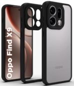 RIGGEAR Shockproof Sleek Hybrid Armor Back Cover Case for Oppo Find X9 5G (Clear PC + Black TPU Bumper)